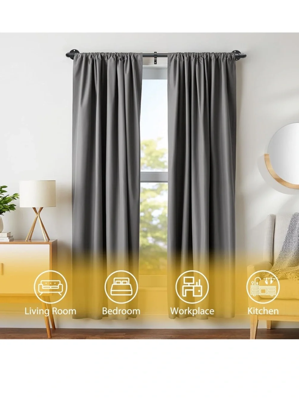 Dual Black Curtain Rod